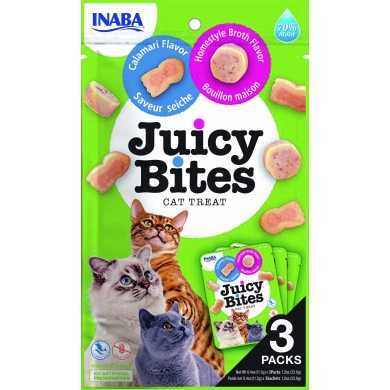 Inaba kot Juicy Bites domowy bulion i kalmary 3 x 11,3g EU705