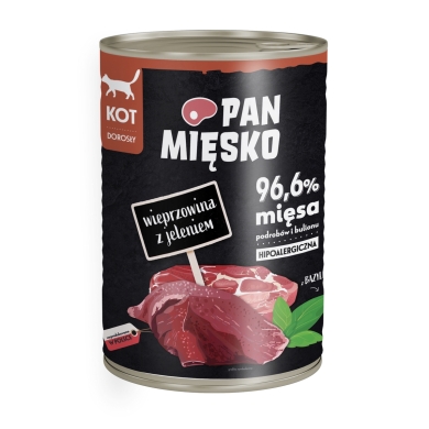 Pan Mięsko kot 400g puszka wieprzowina jeleń