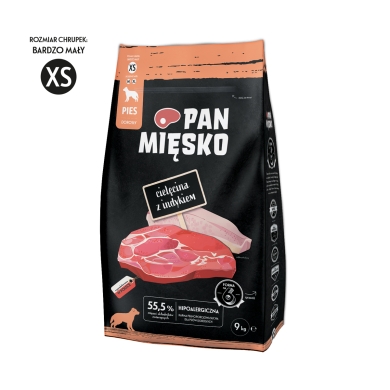 Pan Mięsko dla psa cielęcina z indykiem XS 9kg