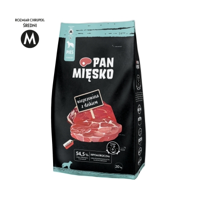 Pan Mięsko dla psa wieprzowina z dzikiem M 20kg