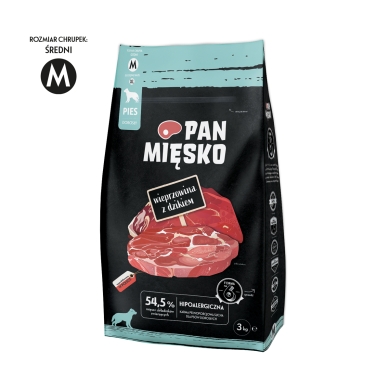 Pan Mięsko dla psa wieprzowina z dzikiem M 3kg